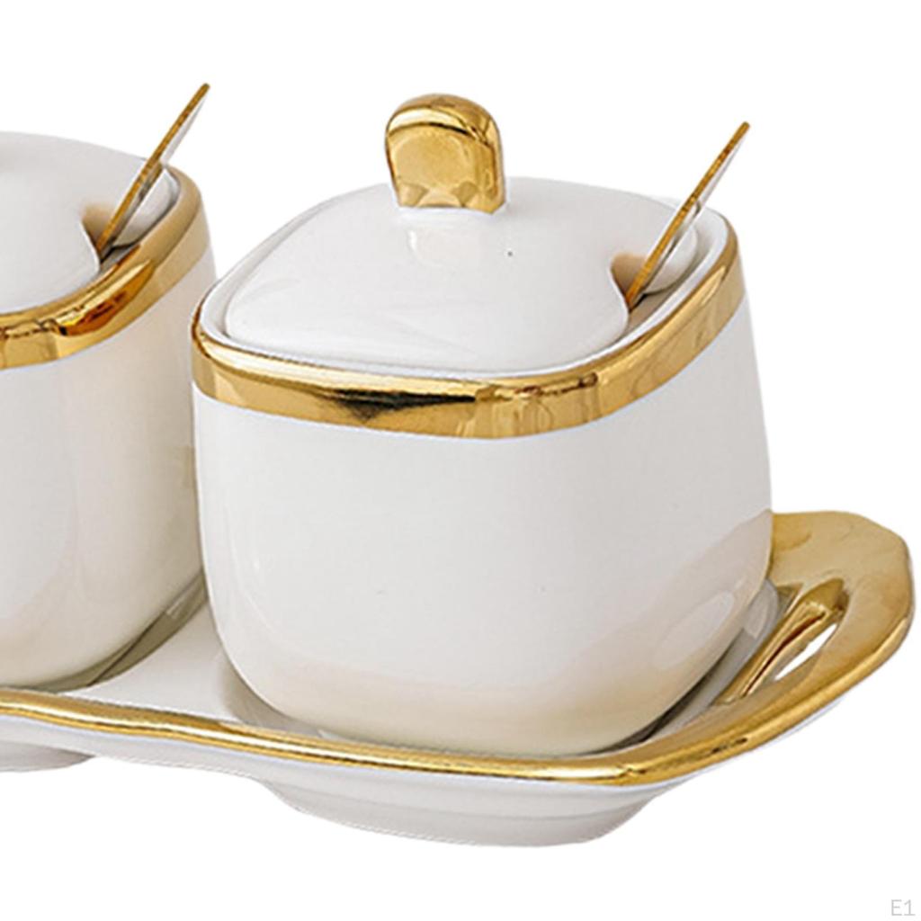 Ceramic Spice Jar Condiment Container Kitchen Bottle Set Seasoning for Restaurants