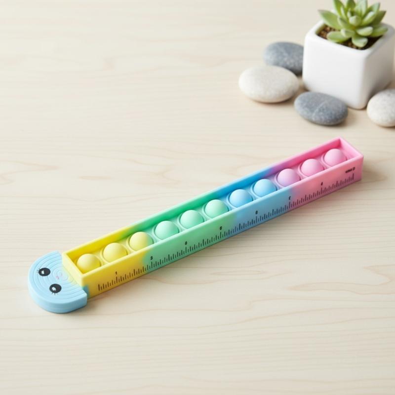 Silicone Press & Hold Ruler For Kids With Double Scale Measurement In Centimeters And Inches For Enhances Learning Gift