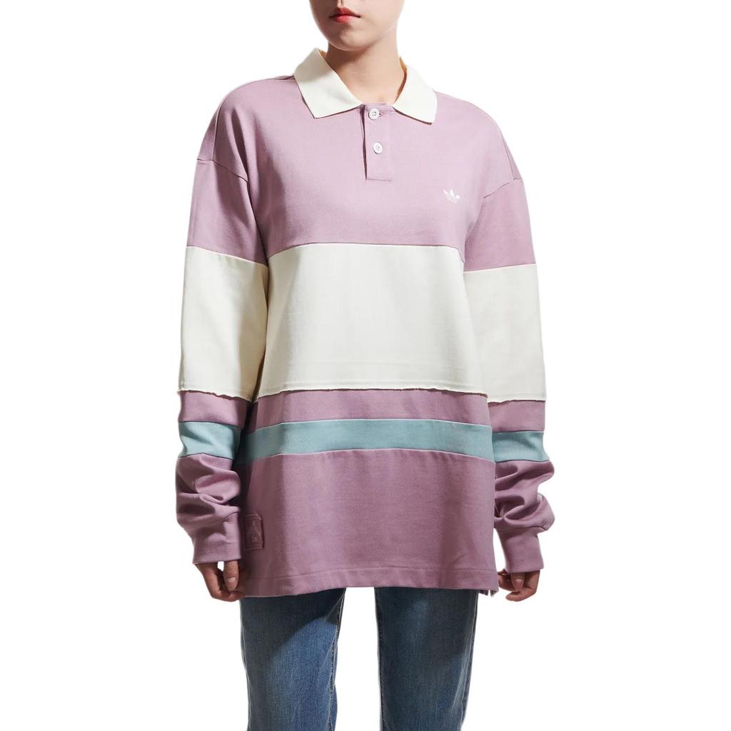 Adidas Originals Uma Color Block Fashion Long Sleeve Polo Shirt Men tops Purple HR6454