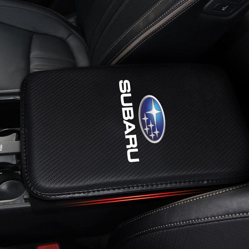 Carbon Fiber Leather Car Console Box Pad Car Armrest Cushion Cover For Subaru LEGACY Forester Outback Rally WRX WRC XV Impreza