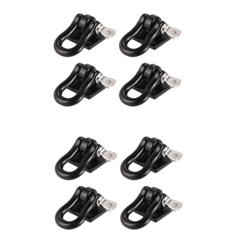 8X Metal Climbing Trailer Tow Hook Hooks Buckle, Winch Shackles Accessory For 1/10 Scale RC Crawler Truck D90 SCX10,Red Black