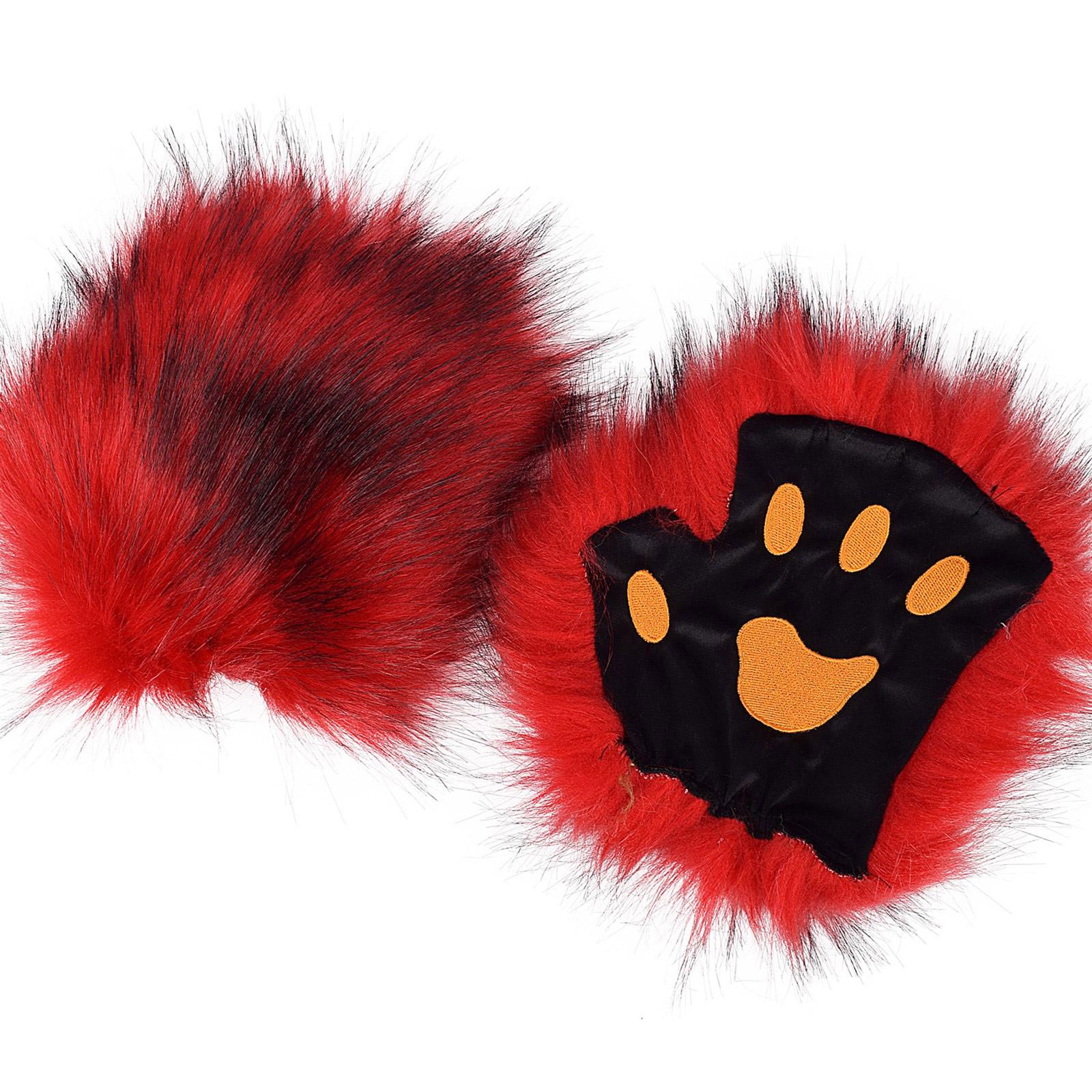 

Перчатки-лапки кошки, подушечки пальцев для девочек, реквизит для косплея на Хэллоуин, лапы зверя, фурсьют, милые большие перчатки-лапки для маскарада F