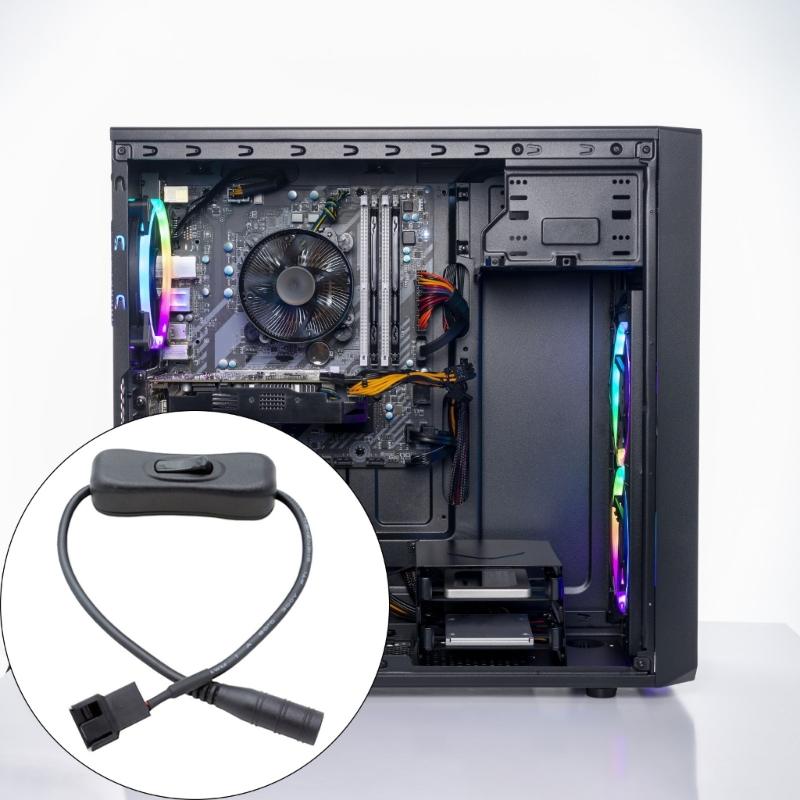DC5521 to 4Pin PC Cooling Fan Extension Wire Featuring Power Button and Universal Compatibility 310mm PVC Material