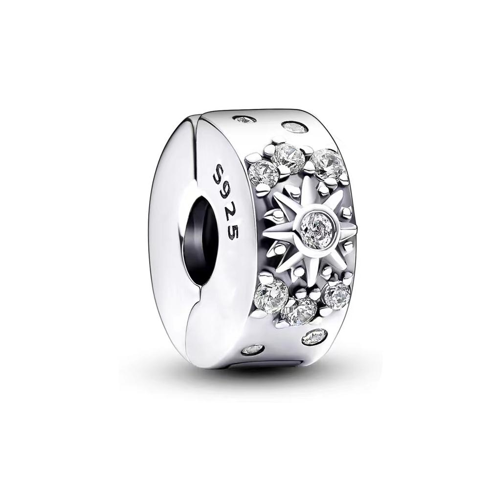 New 925 Silver Space Deep Blue Star Moon Charm Beads for DIY Bracelets Jewelry Making Boutique Accessories