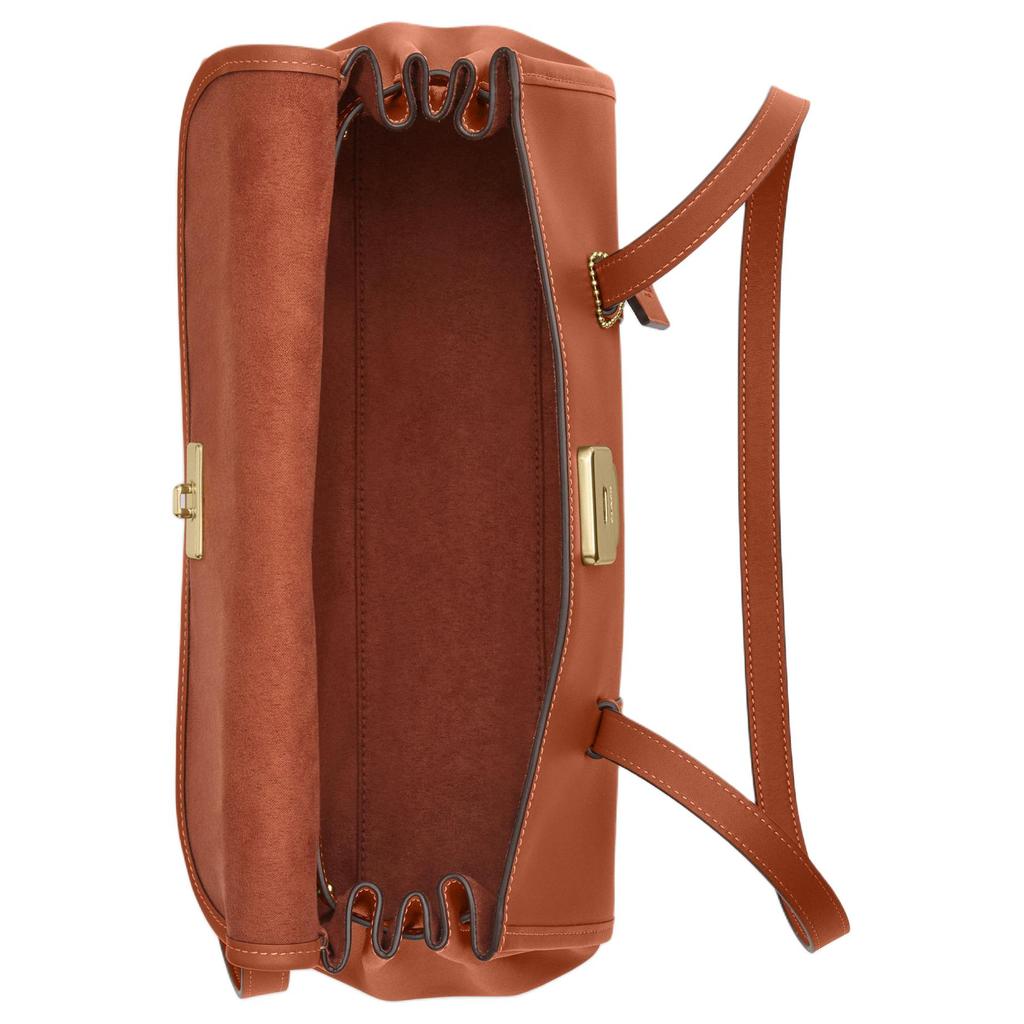 Coach Bridget 34 Flap Design Leather Shoulder Bag Large Women Shoulder Bag Brown Yellow CDB05-IMTN2
