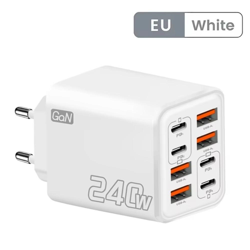 4USB+4PD 240W GaN Ladegerät Stecker EU/US/UK USB C Ladegerät für Huawei/Xiaomi/Samsung