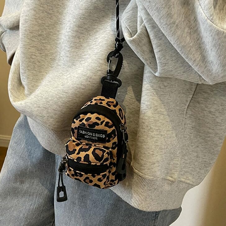 Choose from 5 Carabiner Mini Neck Small Item Neck Leopard B F [JOKnet] Mail-order, patterns, included, Water-repellent, Backpack-style Pouch, Pouch,