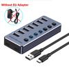 Powered USB Hub 10-Port Splitter Socket with Multi USB 3.0 Port Slot Plug On-Off Key Switch Dock Power Strip Adapter for Laptop