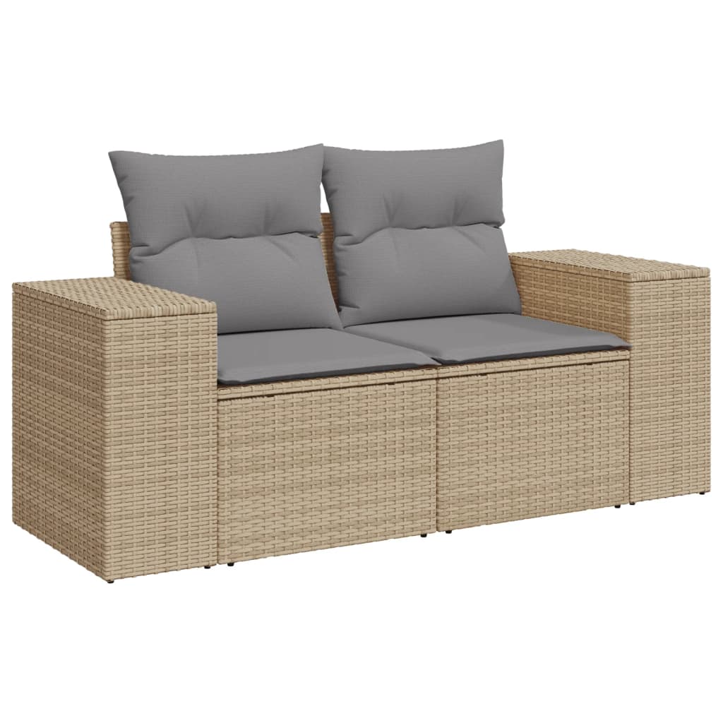 Vidaxl 8-Cz. Gartenmöbel-Set mit Kissen, Beige, Polyrattan