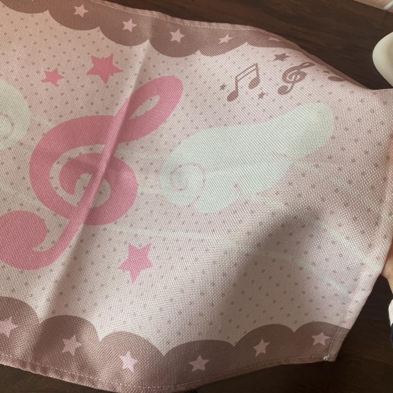 Japanese Retro Cute Cartoon Tablecloth Kawaii Musical Note Print Girl's Bedroom Dormitory Desk Decoration Handcrafted DIY Pad