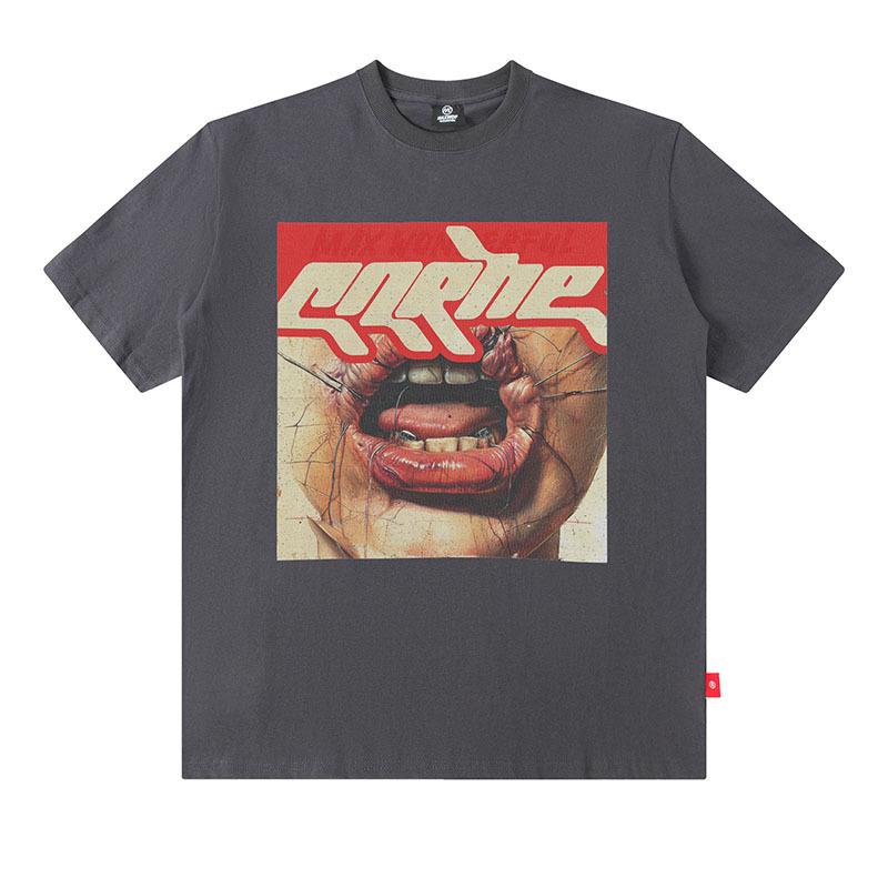 European And American High Street Abstract Printing T-Shirt Oversize Large Version Casual Cotton Short-Sleeved T-Shirt Men And Women