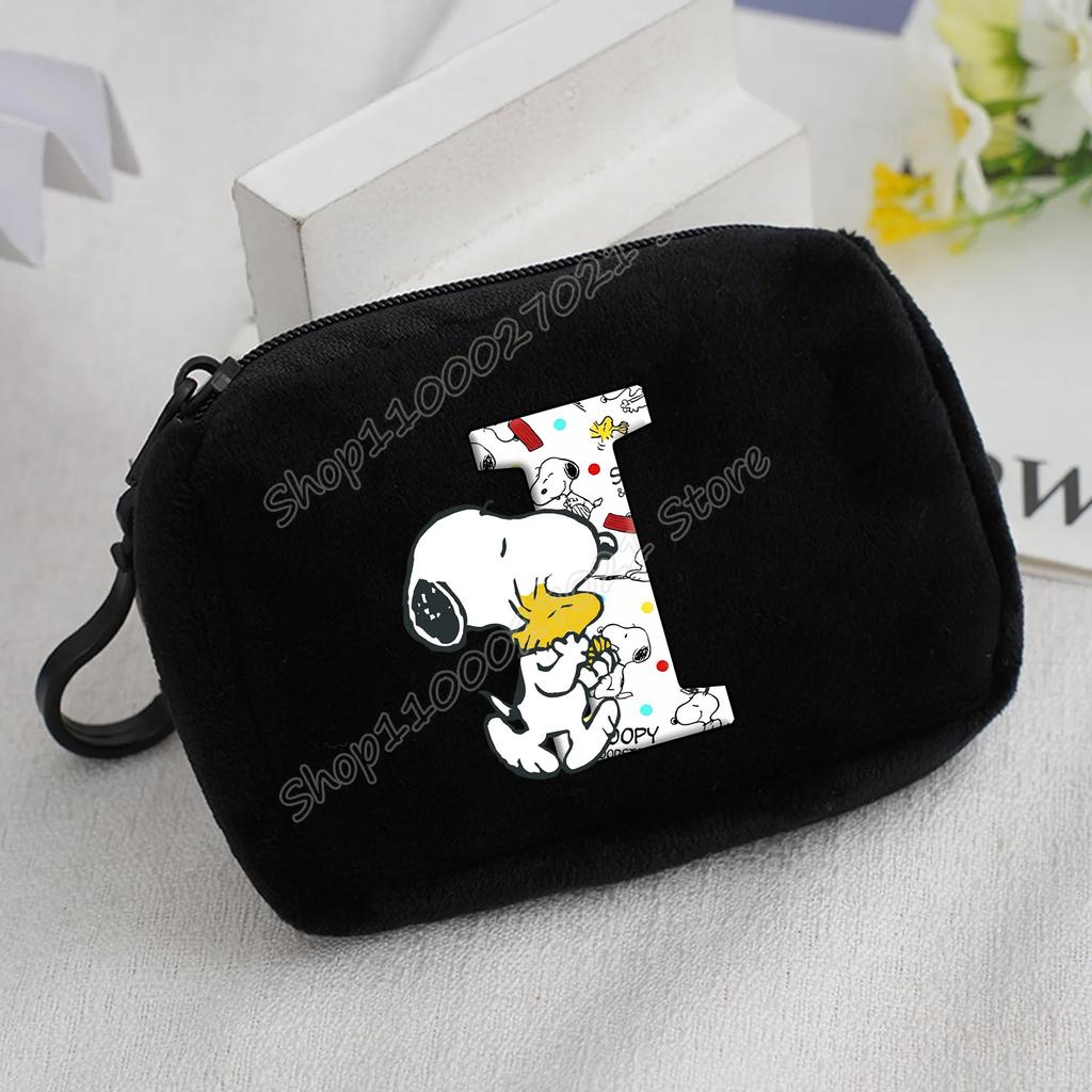 Snoopy Coin Purse Kawaii Cartoon Mini Wallet Man Woman Zipper Purse Fashion Anime Black Money Card Storage Bags Birthday Gift