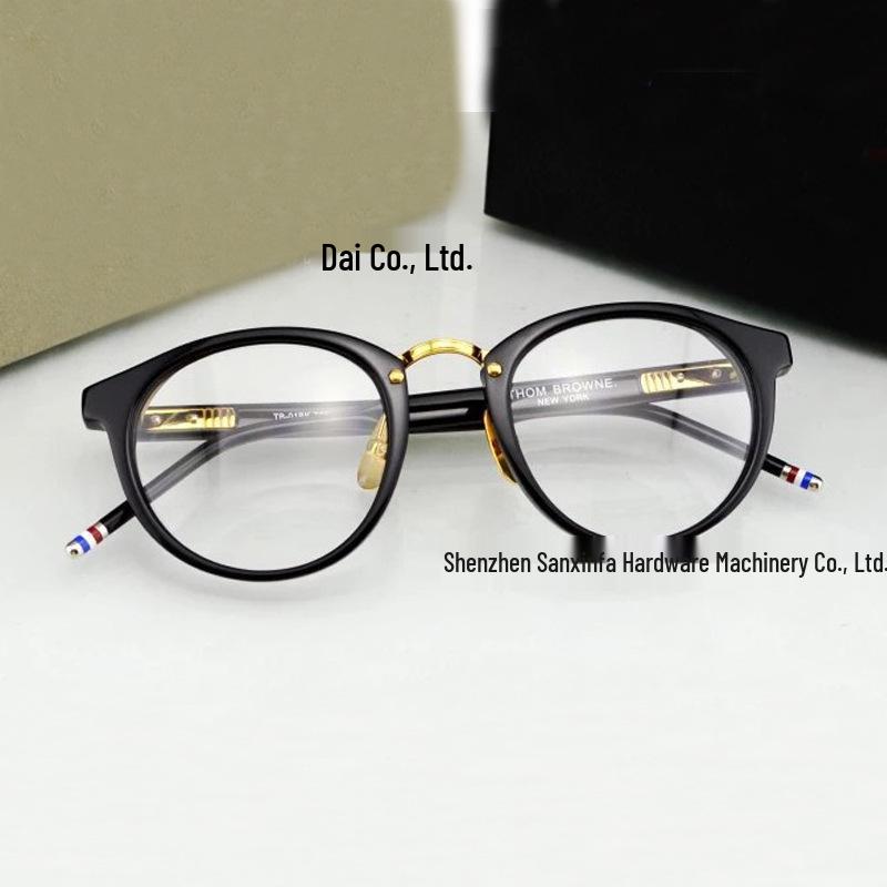 Women s  Men s Retro Round Sheet Metal Glass Frame, Blue Light Blocking, Flat Lens, Myopia Friendly.