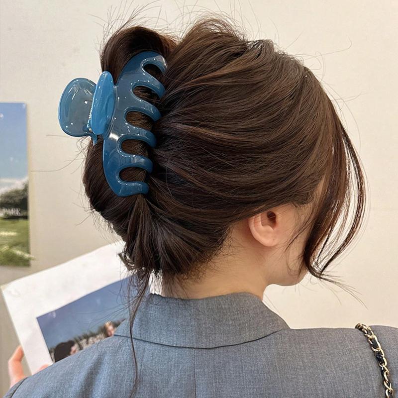 

2 шт. Женские пластиковые заколки-крокодильчики большого размера 4,33 дюйма, желеобразного цвета, синие/желтые, модные, элегантные, минималистичный простой дизайн one-size синий