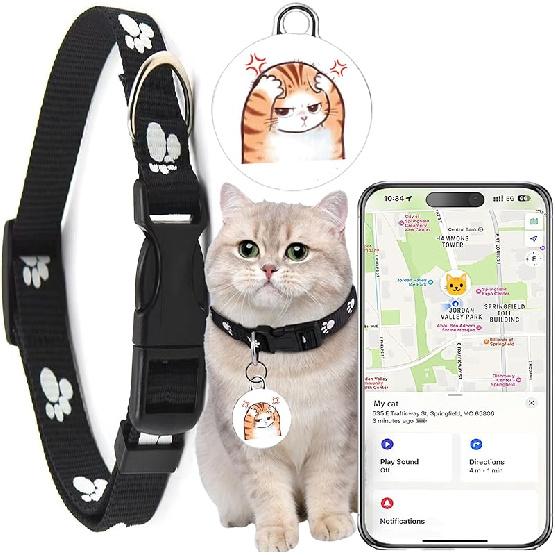 Cat Tracker-Airtag Cat Collar-Pet Tracker-GPS Tracker for Cats | Android and iOS Universal | No Monthly Fee | No Charging Required | Waterproof |