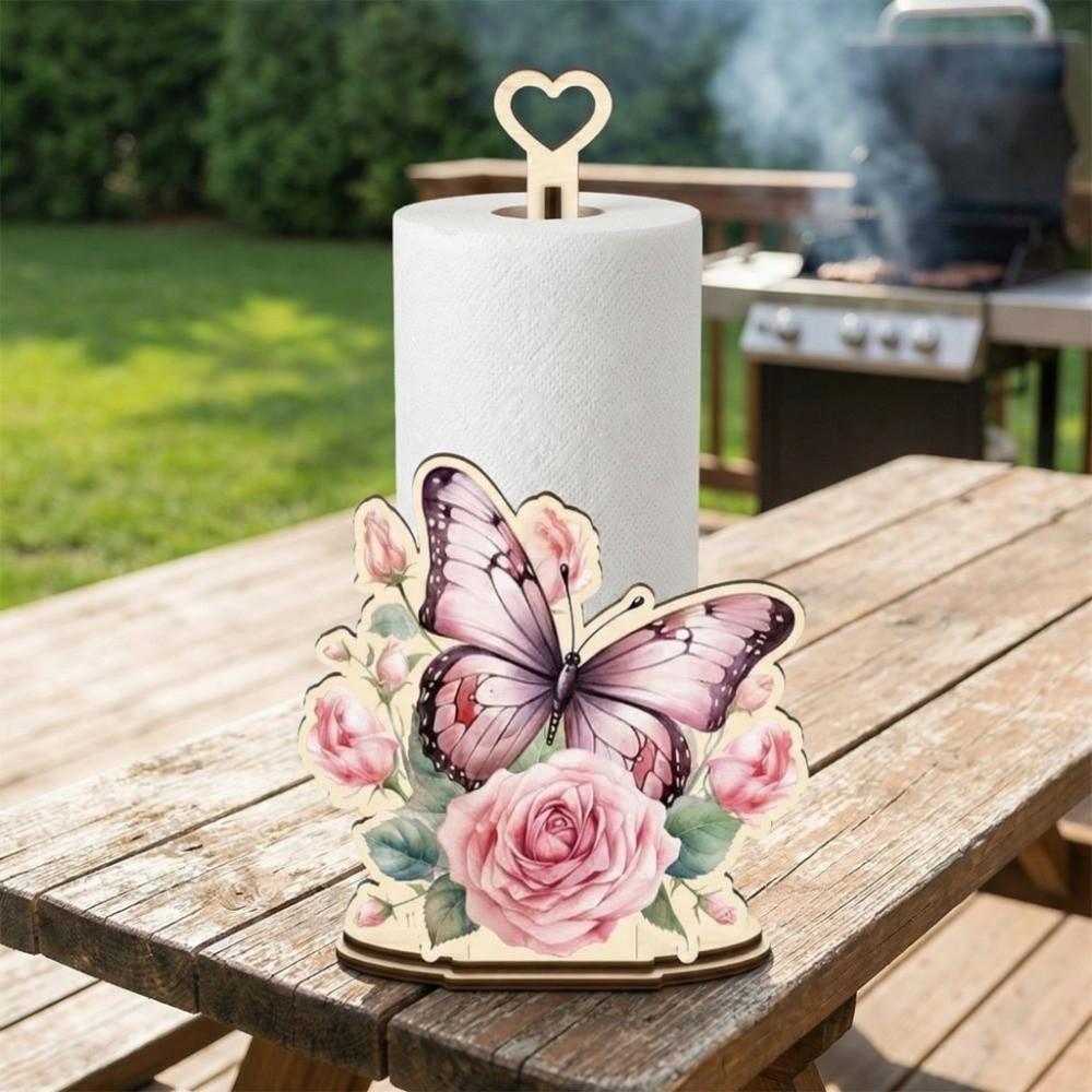 Animal Themed Animal Wooden Tissue Holder Wooden Cartoon Cattle Cat Dog Kitchen Towel Rack Vertical Cloth and Towel DIY Handmade
