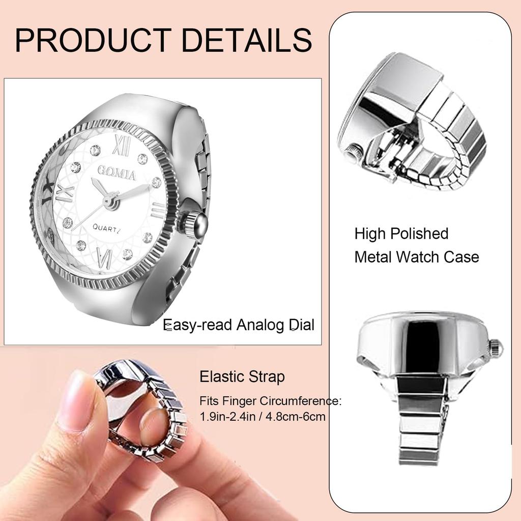 Ring Watch, Roman Analog, Free Size, Stainless Steel, Simple, Stylish, Quartz Watch, Gold, Silver, Fashion Accessory, Birthday, Christmas,