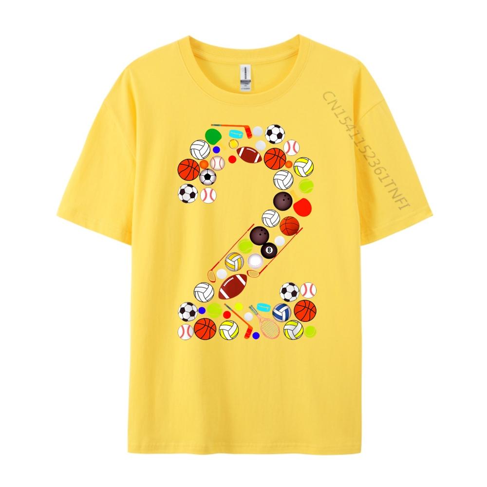 Kids 2nd Birthday Sports Big Number Two 2 Year Old Boy Mens Graphic Tshirts Mans Funny T Shirts Classic
