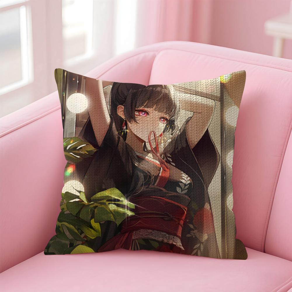 Game Wuthering Waves Chisa Cushion Cover Natural Linen Pillow Case Double-Sided Print Decorative Sofa Pillowcase Home Decor Gift