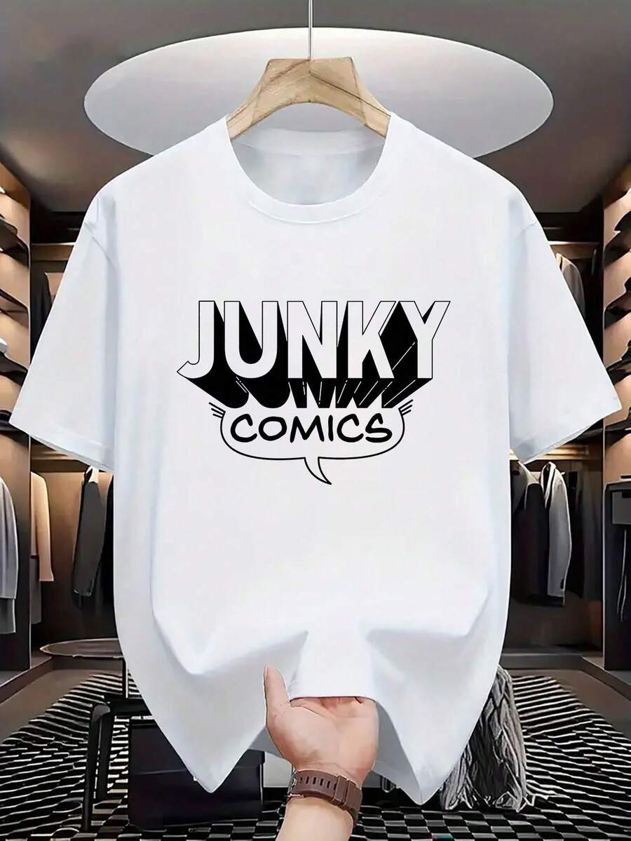 

Unisex s Casual Crew Neck T-Shirt With Trash Comics Print, Knit Fabric S