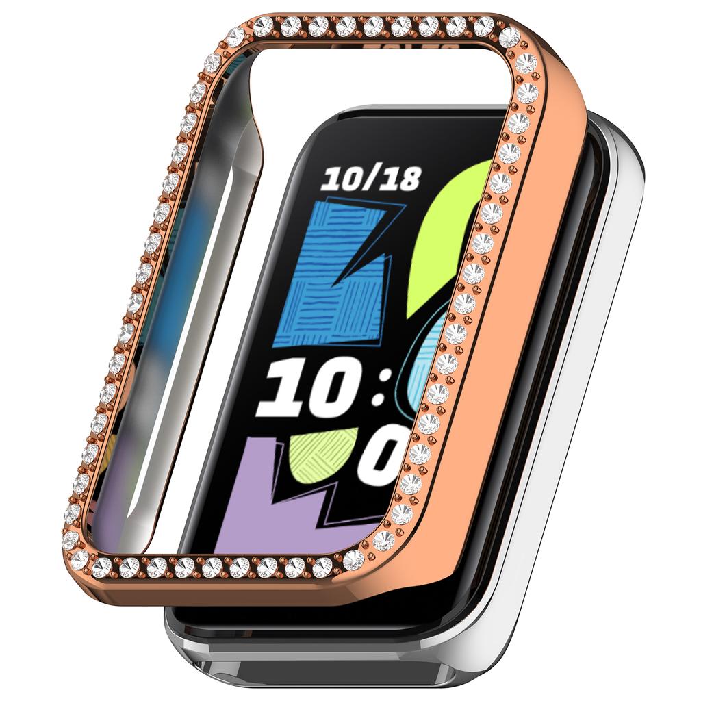 For Honor Band 10 Watch Case Rhinestone Decor Hollow Electroplating PC Watch Cover
