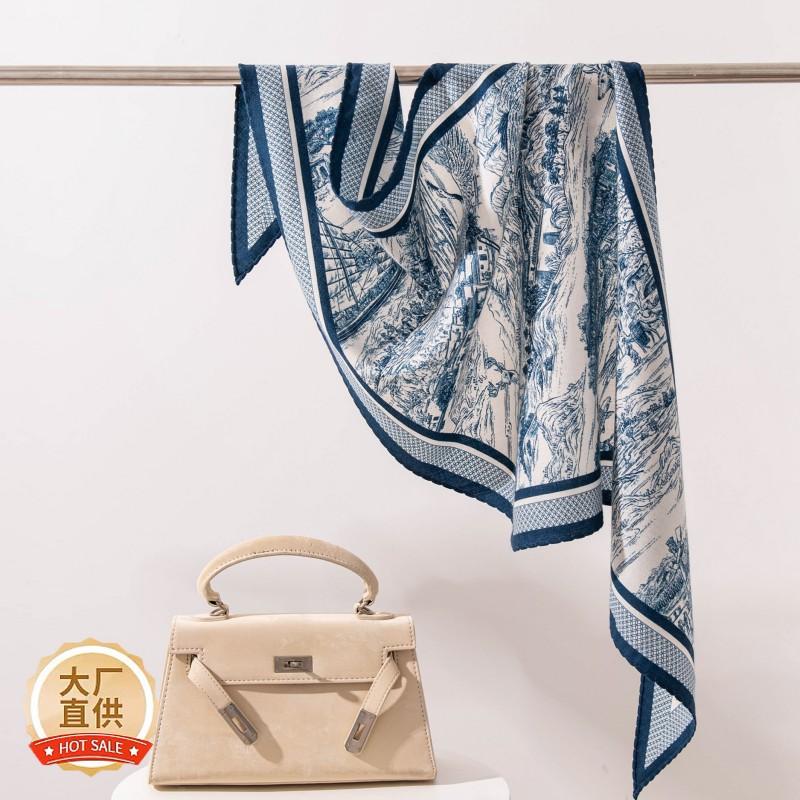 2026 Silk Wool Scarf Light Luxury Lace Shawl Women Blouse Match