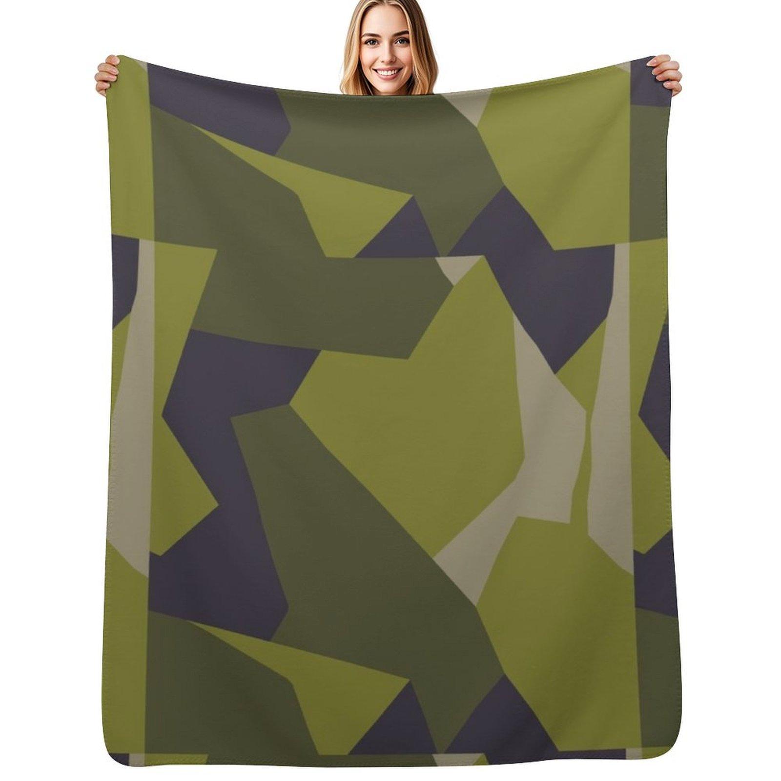 Swedish M90 Splinter Black Green Camo Throw Blanket Cozy Microfiber Throw Blanket for Home Bedroom Size: 75*100cm, Weight: 230 GSM