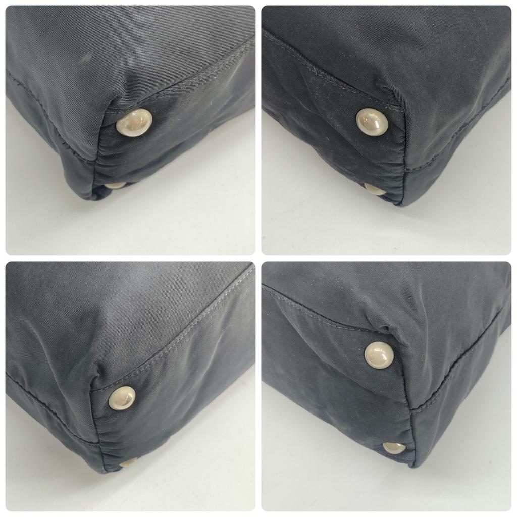 PRADA Tessuto Nylon Hand Tote Bag Shoulder Bag Triangle Logo Plate Silver Hardware Saffiano Leather Black A4 Size