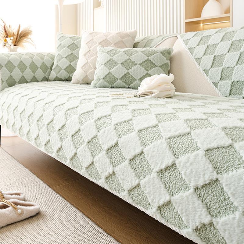 

Thai Rabbit Plush Sofa Cushion Autumn And Winter Thickened Non-Slip Seat Cushion Leather Sofa Cover Universal New Cover Cloth Towel 70*70cm