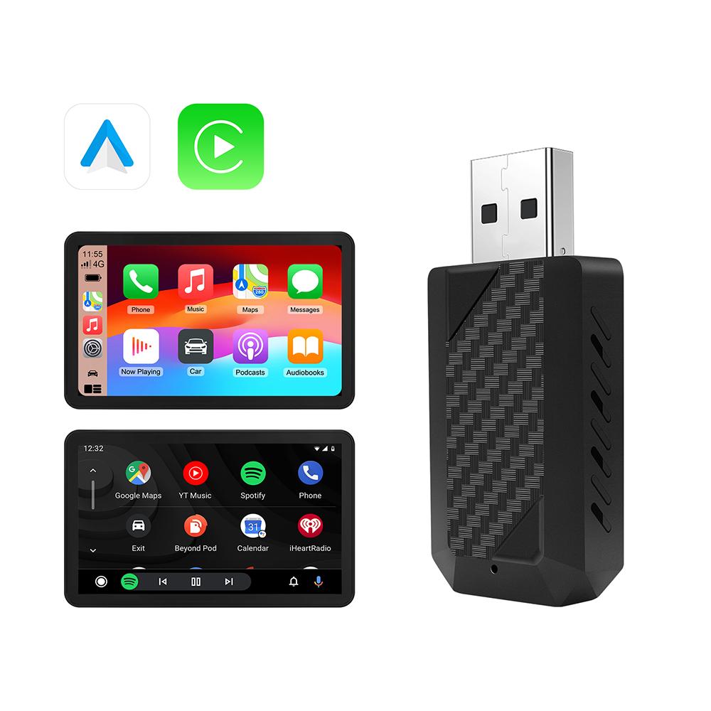 

Беспроводной адаптер Carplay Android Auto 2 в 1 Smart Dongle 2025 5G WIFI для iPhone Android Phone для Volvo Benz Mg Kia Chery VW чёрный