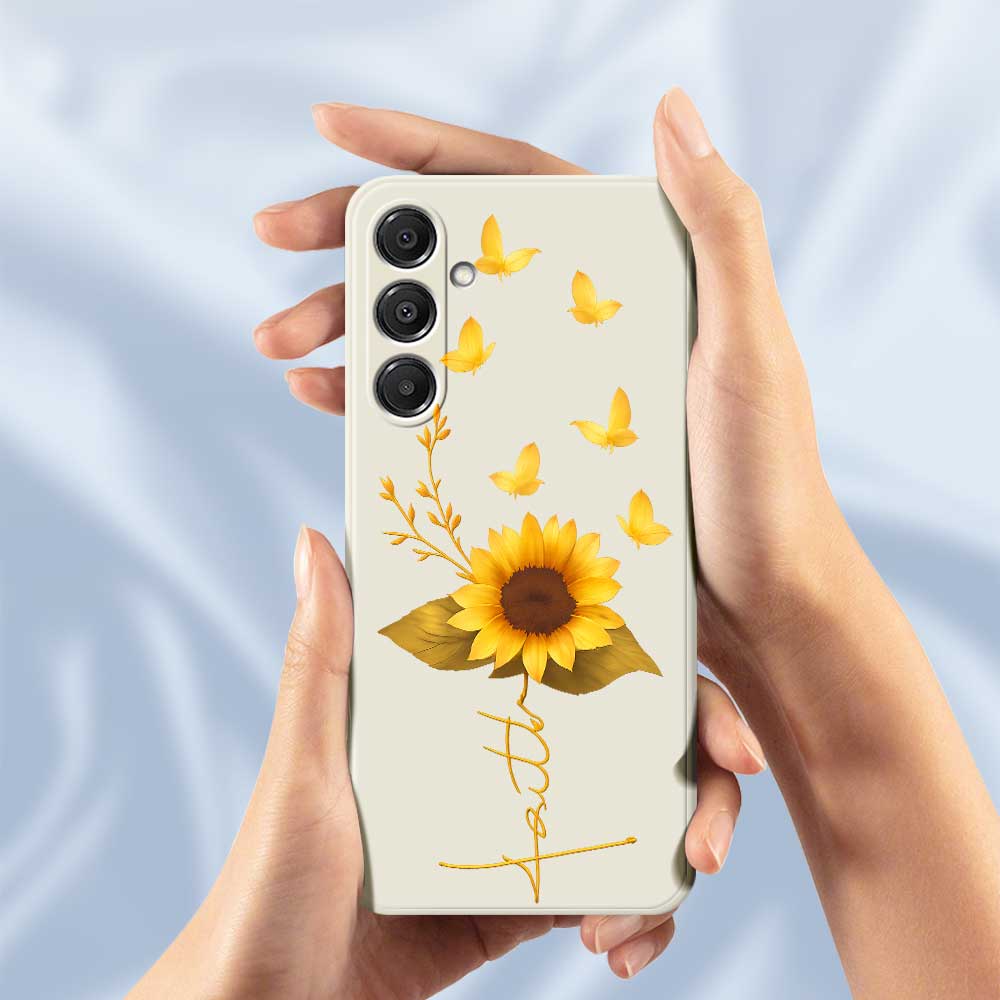 For Samsung Galaxy A16 5G/4G Case Golden Butterfly Sunflower Pattern Printing Straight Edge TPU Phone Back Cover