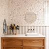 Light Beige Flower And Leaves Pvc Peel And Stick Wallpaper Morden Waterproof Vinyl Self Adhesive Furniture Cabinet Stickers