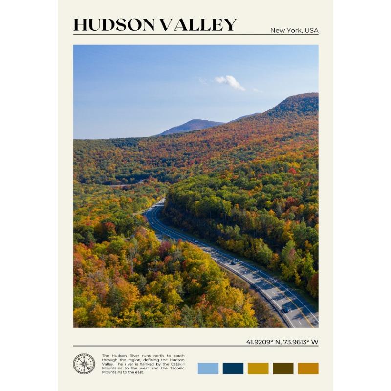 New York Reise Landschaft Poster Catskill Mountains Central Park Hudson Valley Leinwandgemälde Wandkunst Bild Büro Heimdekor
