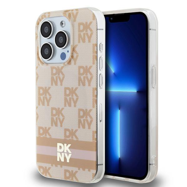 DKNY DKHMP15XHCPTSP iPhone 15 Pro Max6.7" pink/pink hardcase IML Checkered Mono Pattern & Printed Stripes MagSafe