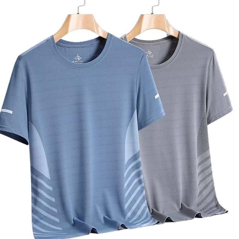 Short Sleeve T-Shirt Men'S Summer Thin Quick-Drying Mesh Sports Fitness Half-Sleeve Top Casual Elastic T Summer Dress