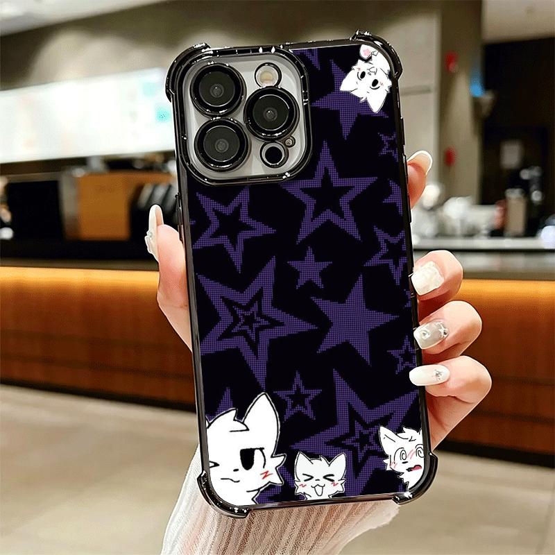 Cute B-Boykisser Catoon Plating Phone Case For Iphone 16 17 Pro Max Air 16E 14 15 Plus 12 13 Mini Anti-Fall Airabag Cover