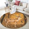 Forest Deer Round Area Rug,Carpet Rug for Living Room Bedroom Sofa Playroom Decor,Non-slip Floor Mat