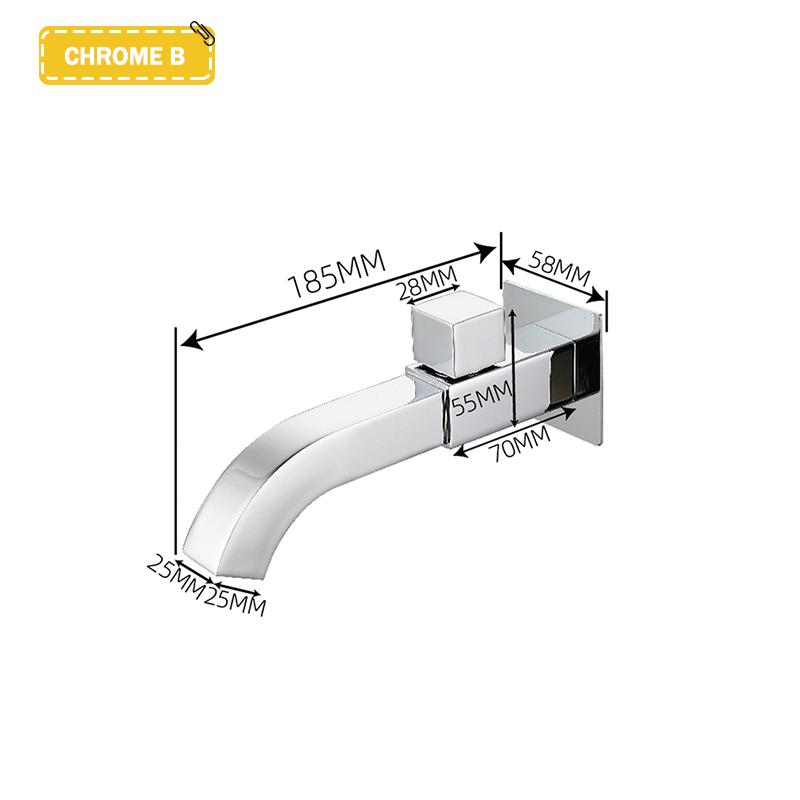 

Настенный квадратный смеситель для раковины в ванной комнате, матовый золотой, одинарный, холодный, латунный, для балкона, для умывальника, швабры, для бассейна, черный, хром, серый