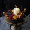 Thanksgiving Candle Ring Artificial Maple Leaves Wreath for Dining Room Fall Red