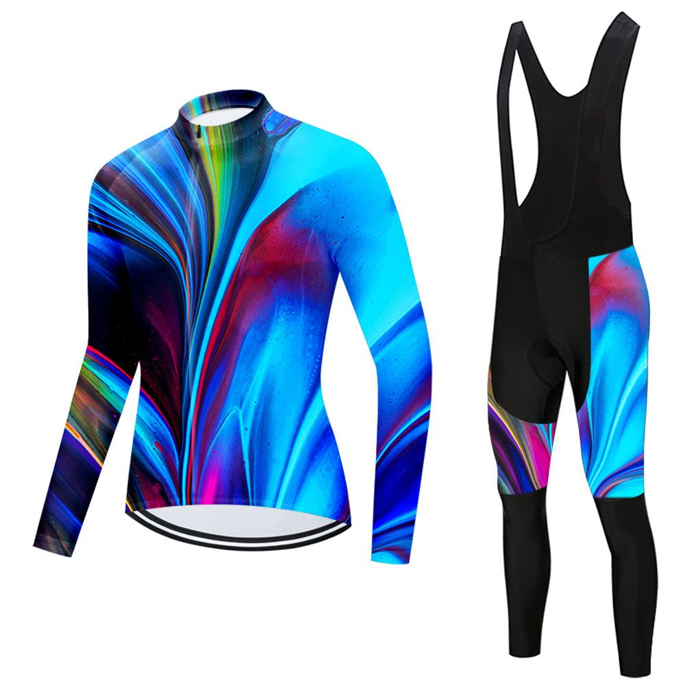Set Long Sleeve Top Strap Pants Cycling Suit 2026 Autumn Breathable Cycling Suit Set