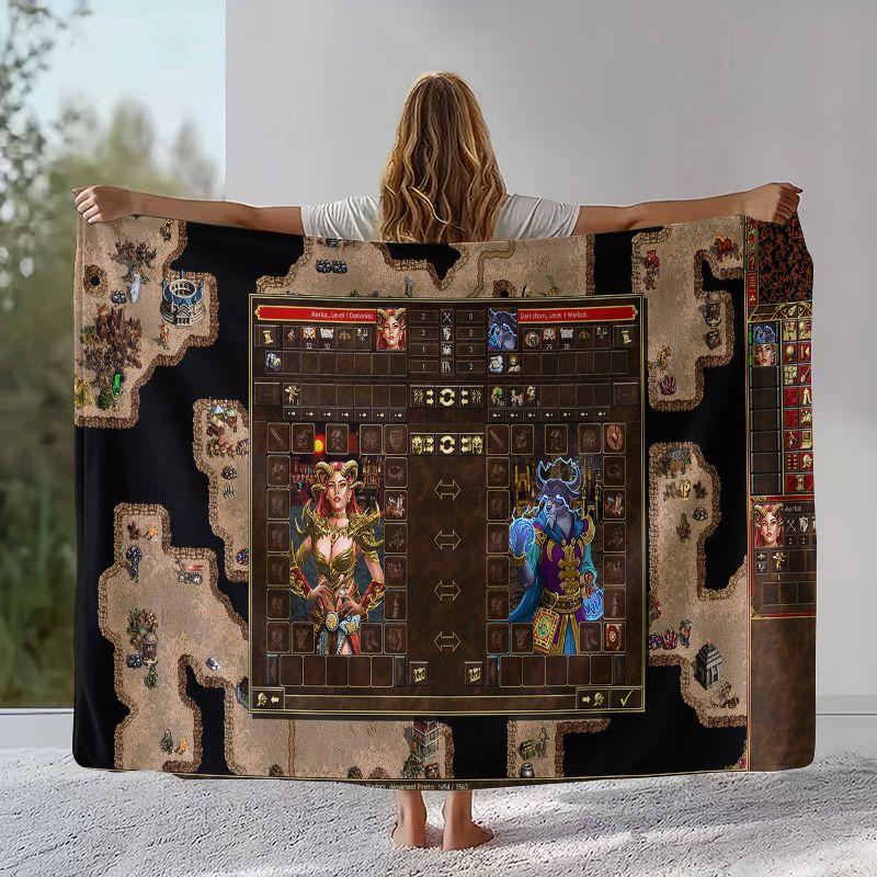 Classic Game Heroes of Might and Magic Map Flannel Blanket,Soft Plush Throw for Home Bedroom Bed Sofa Cover Camping Picnic gift