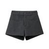 Women's Gray Woolen High-Waisted A-Line Slimming Winter Shorts 2025.