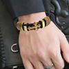 MingAo 2025 Fashion Vacuum Plating Gold Single Layer Cross Leather Bracelet  Charm Bracelet Men's Hand Jewelry for Women