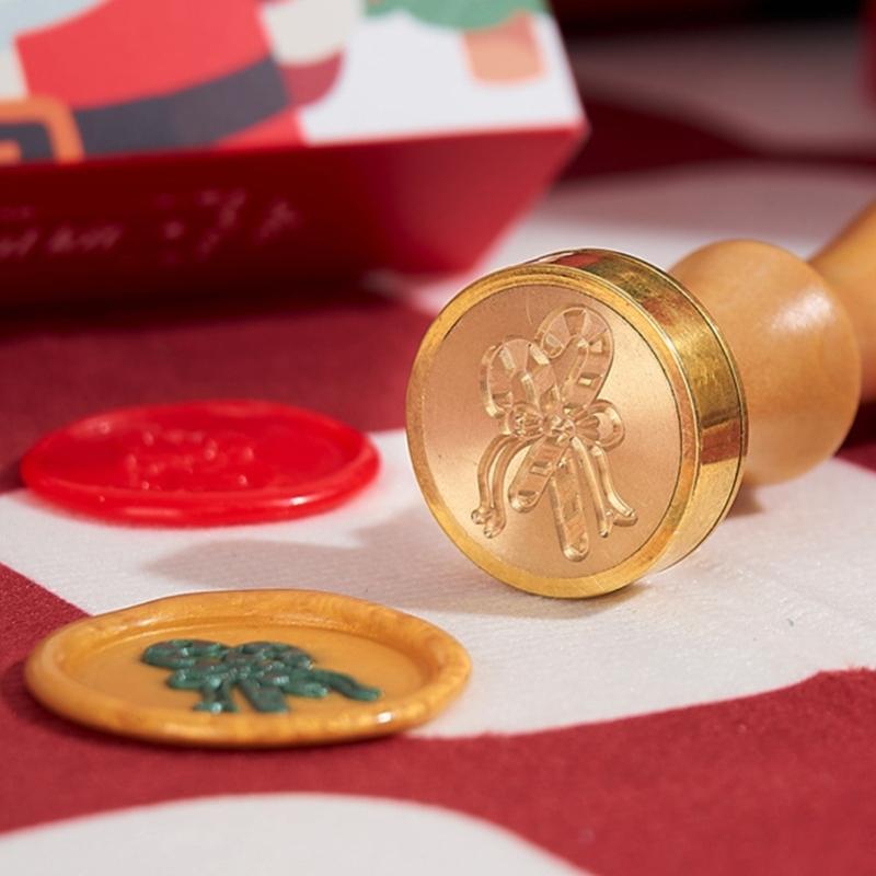 Christmas Holiday Seal Stamp Set for Wedding Christmas Valentines, With Wood Handle, Replaceable Stamp Head, Seal Sticks