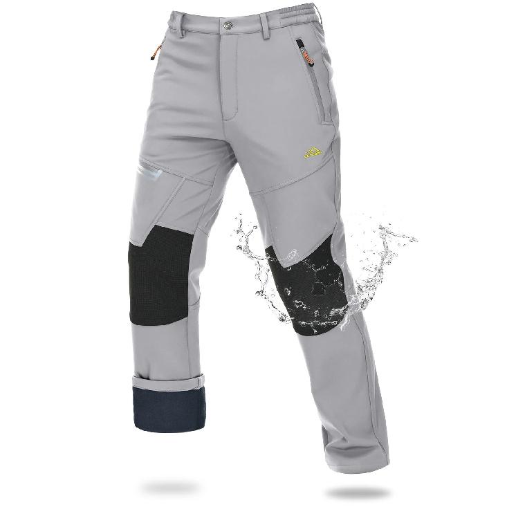 MAGCOMSEN Softshell Ski Pants Mens Winter Warm Fleece Lined Snow Trousers Waterproof Windproof Hiking Outdoor Thermal Pants
