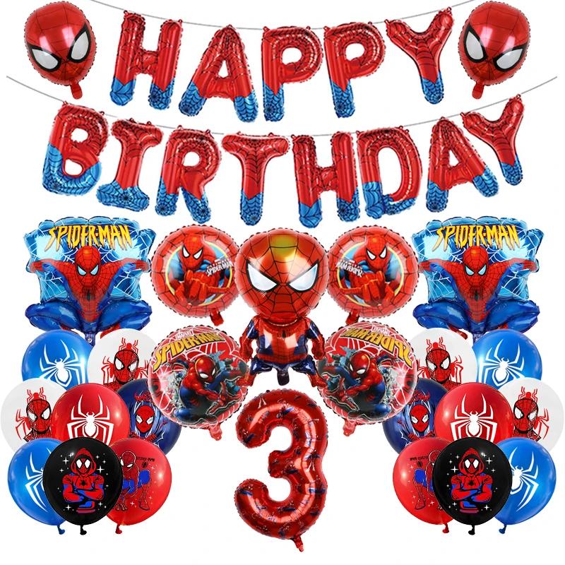 1set Spiderman Balloon Red Spiderman And Friends Aluminum Foil Balloon Baby Shower 1-9 Years Birthday Party Decorations Kids Toy