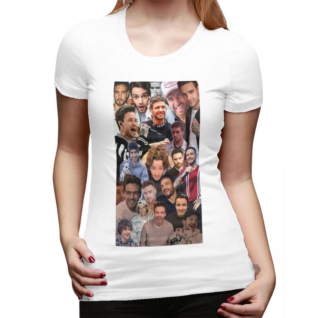 Liam Payne Photo Collage TShirt for Women ONeck Streetwear T Shirts Womens Short Sleeve Summer Clothes Tops