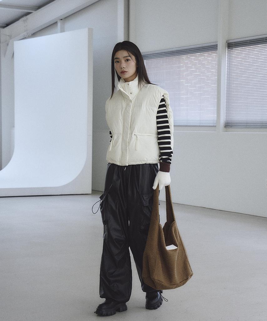 The Green Lab Semi-Overfit String Padded Vest [Ivory]
