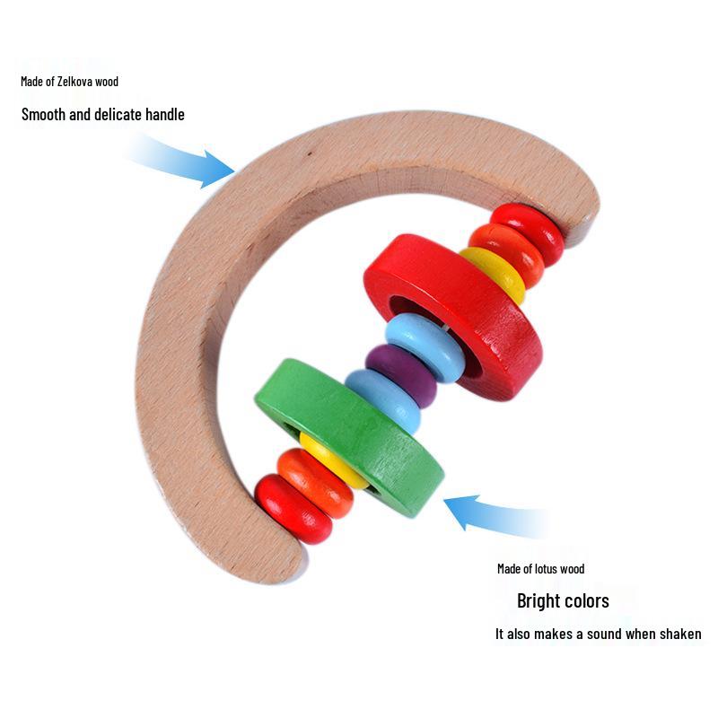 Wooden Baby Rattle: Soothing Educational Toy for Boys and Girls, Ages 0-8 Months