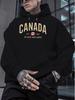 Canada 1867 Mark Unisex Black Hoodie, Large Size, Featuring New Fashion Street Style Print for Autumn And Winter, Plus Velvet Top Made of Soft Fabric,